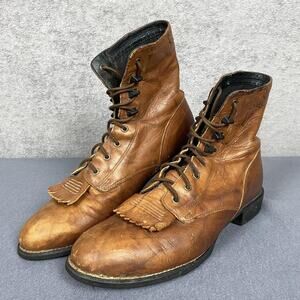 Ariat Boots Womens Size 8.5 Brown Leather Ankle Paddock Riding Lace Up Kiltie